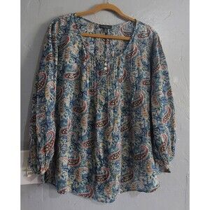 LRL Lauren Jean Co, Tops Blouse Women's L,Paisley, Cotton,Viscose, 22 Inch Of Ar